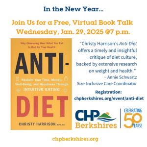 flyer for anti-diet book talk