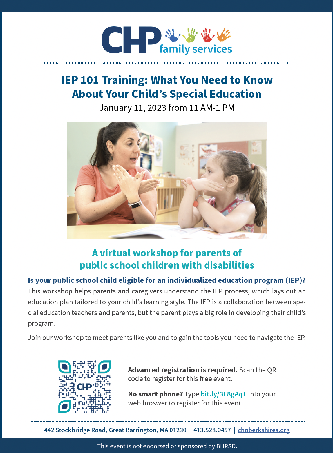 iep 101 poster for January 23 event