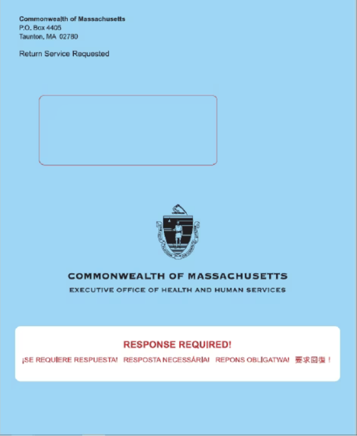 MA Health Blue Envelope for Renewal 2023