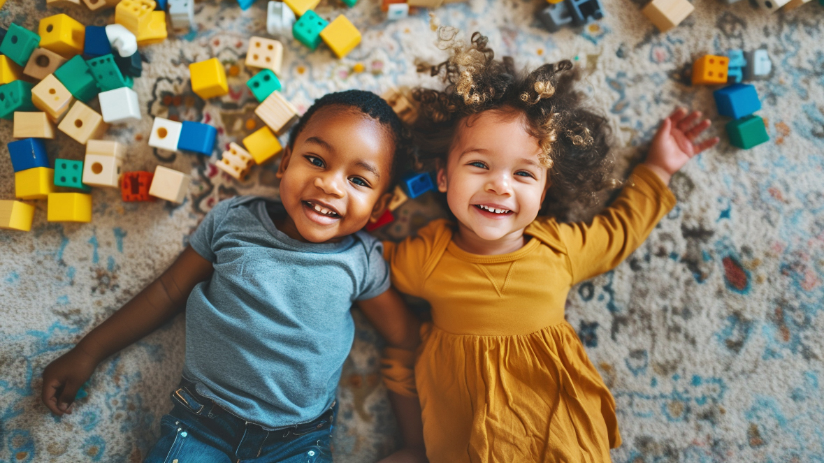 Toddlers playing with blocks